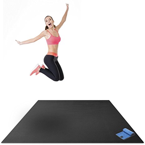 Premium Extra Large Exercise Mat - 7 x 5' Feet (84" Long x 58" Wide x 6mm Thick) - Ultra Durable, Non-Slip, Home Gym Workout Mats - Use With or Without Shoes - Insanity, T25, Plyo, HIT, Yoga, Cardio