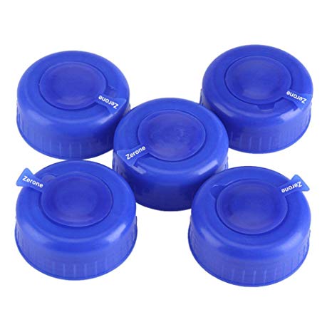 Zerone Water Jug Cap,55mm Blue Gallon Drinking Water Bottle Screw on Cap Replacement Anti Splash Lids Pack of 5