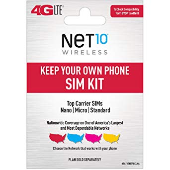 Net10 Keep Your Own Phone 3-in-1 Prepaid SIM Kit ($25 Gift Card Upon Activation)