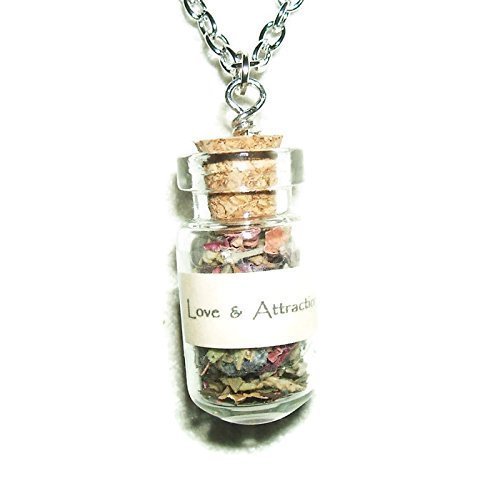 LOVE ATTRACTION Necklace ANCIENT SPIRIT HERBAL BOTANICALS Glass AMULET Metaphysical Spell Blessing