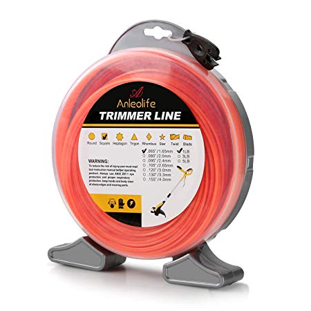 Anleolife 1-Pound Commercial Square .065-Inch-by-557-ft String Trimmer Line Donut,with Bonus Line Cutter, Orange