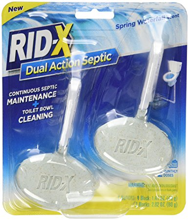 RID-X Septic Tank System Treatment and Toilet Bowl Cleaner, Spring Waterfall Scent, 8 Month Supply Dual Action Blocks, 8 Count
