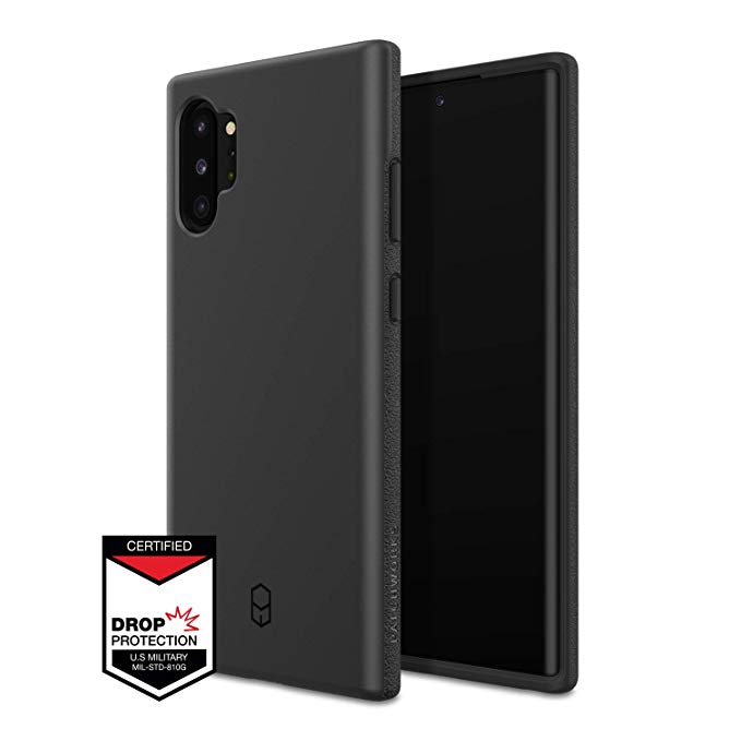 Galaxy Note 10 Plus case for Note 10 , PATCHWORKS ✔Military Grade Certified ✔Dual Layer ✔Impact Resistant ✔Corner Protection with Poron XRD ✔Wireless Charging Compatible [Level ITG Series], Black