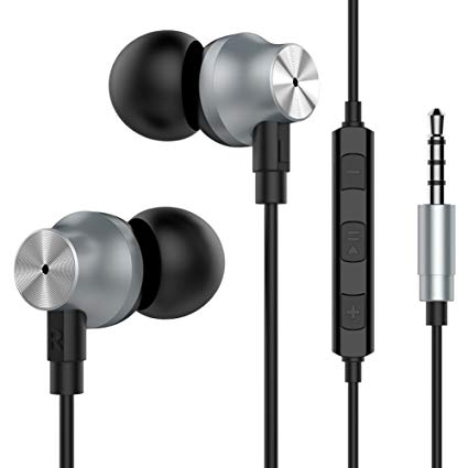 WSCSR in-Ear Headphones, Noise Cancelling Earbuds Balanced Bass Driven Sound Earphones with Mic, Compatible iPhone, iPod, iPad, Samsung Galaxy and More Black