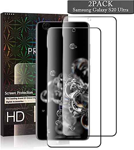 JKPNK Galaxy S20 Ultra Screen Protector [2 Pack], Full Coverage [Anti-Glare] [Bubble-Free] HD Screen Protector for Samsung Galaxy S20 Ultra