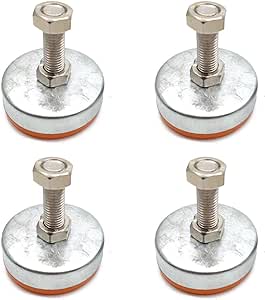 Leveling Feet,4-Pack, Leg Leveler 2.4" Base,M12 Thread,780 Lb Capacity for Workbench, Machine, Cabinet, Heavy Duty Applications Nylon Stainless Steel Orange Legs for Furniture D60xM12x50