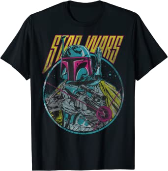 Star Wars Boba Fett Neon Blaster Vintage Graphic T-Shirt T-Shirt