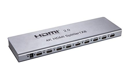 E-SDS HDMI 2.0 Splitter 1 In 8 Out 8-Port Amplifier with HDCP 2.2, 4K, 3D, 1080P Support with EDID Control and RS232/IR Control CV0101-8