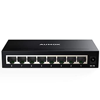 Aumox 8-Port Gigabit Unmanaged Ethernet Switch, Office Ethernet Splitter, Home Network Hub, Desktop & Wall-Mount, Fanless Metal Housing, Traffic Optimization (SG208)