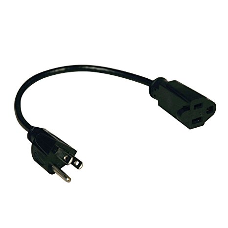 Tripp Lite Standard Power Extension Cord 10A, 18AWG (NEMA 5-15P to NEMA 5-15R) 1-ft.(P022-001)