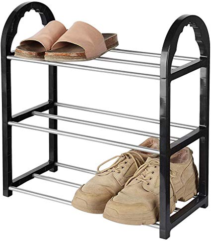 SortWise 3 Tier Shoe Rack Easy Assembled Shoe Storage Organizer Stand Holder, Space-Saving Design for Narrow Place