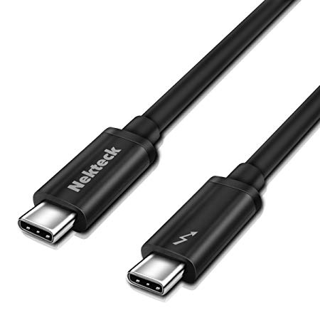 [Thunderbolt 3 Certified] Nekteck Thunderbolt 3 (20Gbps) Cables 100W (USB C Compatible) for Macbook Pro ThinkPad Yoga Alienware 17 and more/Black 3ft