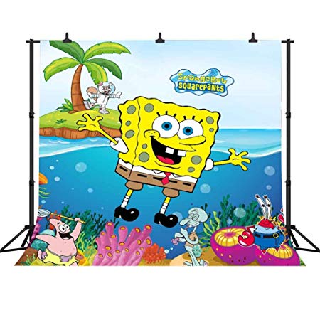 FHZON 10x10ft Anime for SpongeBob Squarepants Photography Background Seaweed Blisters Backdrop Themed Party YouTube Backdrops Photo Booth Studio Props TMFH337