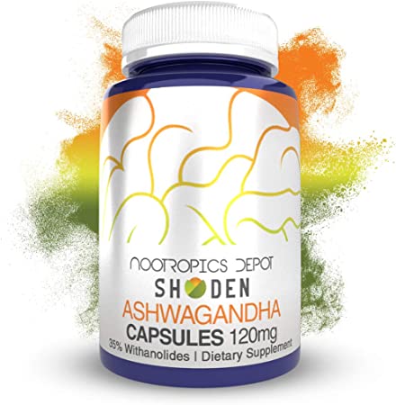 Nootropics Depot Shoden Ashwagandha Extract Capsules | 120mg | 90 Count | 35% Withanolides