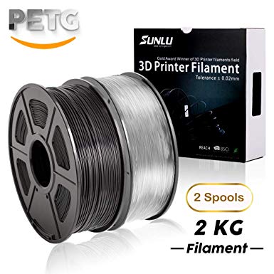 PETG 1.75mm 3D Printer Filament, Dimensional Accuracy  /- 0.02mm, 2.2 LBS (1KG) Spool,1.75 mm PETG 3D Filament for Most 3D Printer & 3D Printing Pen (US-PETG Black-Transparent)