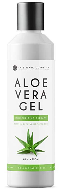 Aloe Vera Gel from Freshly Cut Organic Pure Aloe Plant by Kate Blanc. Great for Hair and Face. Relieves Sunburn, Dry Scalp, Irritated Skin with No Sticky Residue. DIY Hand Sanitizers (8 oz)