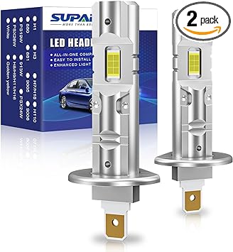 SUPAREE H1 Led Bulbs for projector,Upgraded Plug and Play 1:1 Mini Size,Hi and Low Beam,Fanless Fog Light Bulb,24000LM +600% Brightness,6500K Cool White, Pack of 2