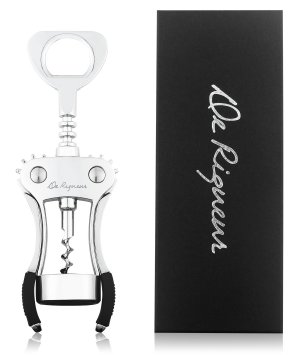 Premium Wine Bottle Opener by De Rigueur - Corkscrew in Black Gift Box
