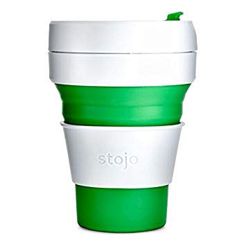 Stojo Collapsible Coffee Cup, Silicone, Green, 5 x 9 x 9 cm