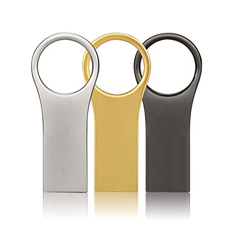 KOOTION 3PCS 8GB USB 2.0 Flash Drive Waterproof Metal Memory Stick Thumb Drive Pen Disk (3 mixed color: Black,Sliver,Gold)