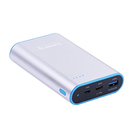 Lumsing 10050mAH Quick Charge 3.0 Type-C Ultra-High-Capacity Premium External Battery Power Bank for Apple MacBook, iPhone, iPad, Samsung and more (Silver)