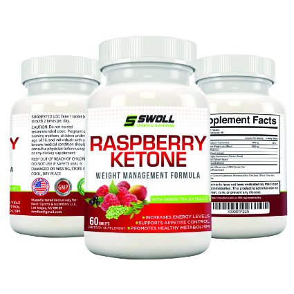 Raspberry Ketones w Green Tea Extract Mango Acai Berry Green Coffee by Swoll Sports and Nutrition 500mg60 Caps - Fast Weight Loss Diet Pills Supplement- Energy Booster Increase Metabolism Fat Burner - Pure Vegan Capsules
