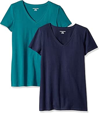 Amazon Essentials Women's 2-Pack Classic-Fit Short-Sleeve V-Neck T-Shirt