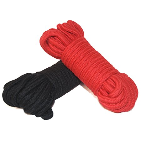 Top Rated Multipurpose Rope for Bondage, Restraint, Japanese Shibari, Camping, Utility, Arts & Crafts, and More - 36 foot 11m Soft Cotton, 3/8" Thick - Does Not Burn Skin (1 Pack, Black)