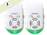 Punchau Indoor Ultrasonic Pest Repeller wNightlight - Electronic Repellent for Mice Roaches Mosquitoes Ants Spiders Flies Fleas Rodents Insects and Other Pests - Twin Pack Enhanced Frequency