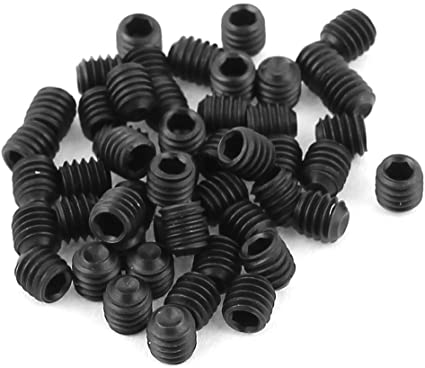 uxcell 50Pcs Black M4 x 4mm Alloy Steel Hex Socket Set Grub Screws Headless Cup Point