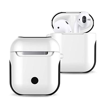 Airpods Case Cover Skin - Romozi Airpod Case with Lanyard Ultral Hybrid Design, Air Pods Case is Silicone and Hard Cover Dual Layer Protection Airpod Skins for Apple Airpods Accessories (White)