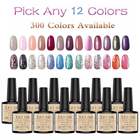 Y&S Pick Any 12 Colors Soak Off UV Gel Nail Polish 300 Colors For Choice Highly RECOMMENDED 10ml each