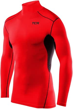 TCA Men's HyperFusion Compression Base Layer Top Long Sleeve Under Shirt - Mock Neck/Crew Neck