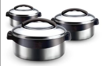 Milton Regent Hot Pot 3 piece Insulated Casserole Gift Set Keep Warm/Cold Upto 4-6 Hours, Full Stainless Steel