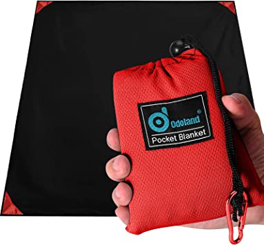 Odoland Beach Blanket, Sand Proof Waterproof Picnic Blanket, Packable Portable Lightweight Outdoor Beach Mat with Pocket Size Bag for Travel, Picnic, Camping and Vacation