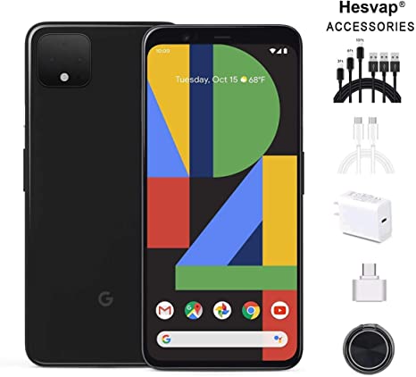 Google - Pixel 4 XL Unlocked Android W/ 128GB Memory Cell Phone Unlimited Cloud Storage Black W/ 69.99 Hesvap 7 in 1 Accessories Bundle