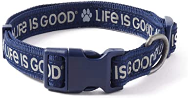 Life is Good Dog Collar, Darkest Blue, Large