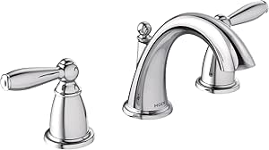 Moen Brantford Chrome Two-Handle High Arc Widespread Bathroom Sink Faucet for 3-Hole Setups with Valve Included, TV6620