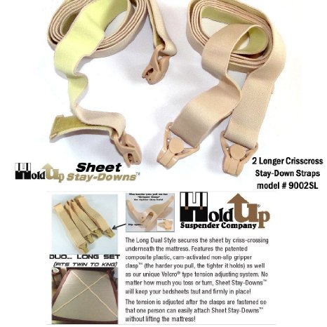 Crisscross Fitted Sheet Strap Stay-downs with US Patented Gripper Clasps