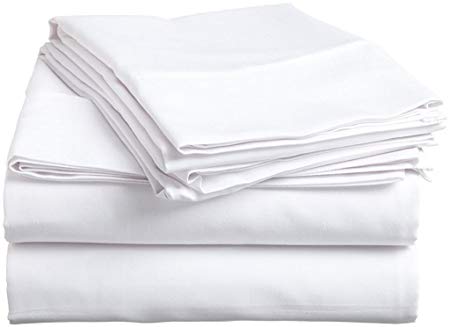 Way Fair Sheet Set King Size White Solid 100% Cotton 600 Thread-Count (15" Deep Pocket Drop) by