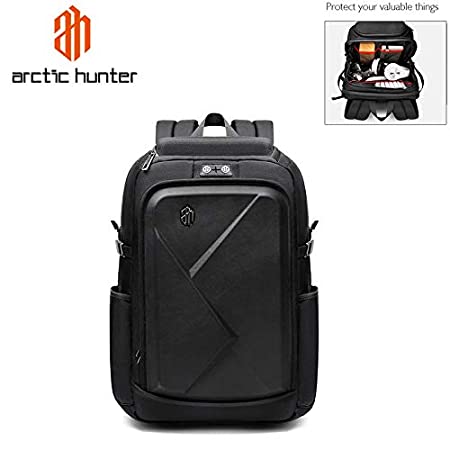 AH Arctic Hunter Shockproof Laptop Backpack fits up to 15.6 inches Laptop, Business, Travel, Earphone Port,Water Resistant Backpack for Men & Women (Black)