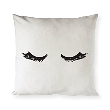 The Cotton & Canvas Co. Closed Eyelashes Home Decor Pillow Cover, Pillowcase, Cushion Cover and Decorative Throw Pillow Case (Natural Canvas Color, Not White)