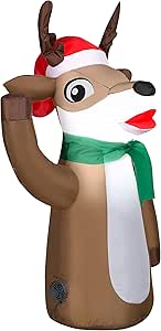 Gemmy Christmas 3FT Inflatable 12V Car Buddy Reindeer Wearing His Santa Hat - Designed for Vehicle