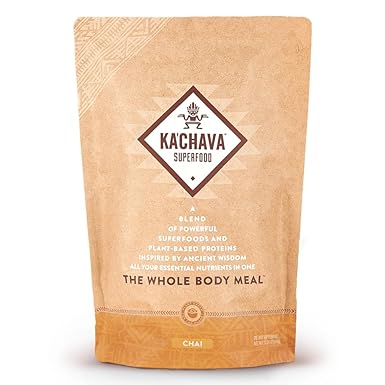 Ka’Chava All-In-One Nutrition Shake Blend, Chai, 85  Superfoods, Nutrients & Plant-Based Ingredients, 26g Vitamins and Minerals, 25g Plant-Based Protein, 2lb