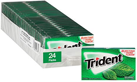 Trident Spearmint Sugar Free Gum - with Xylitol - 24 Packs (366 Pieces Total)