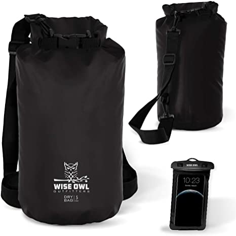 Wise Owl Outfitters Dry Bag - Thick Durable Waterproof Bags - for Kayak Boat Water Sports & Camping - 5L 10L and 20L Sizes