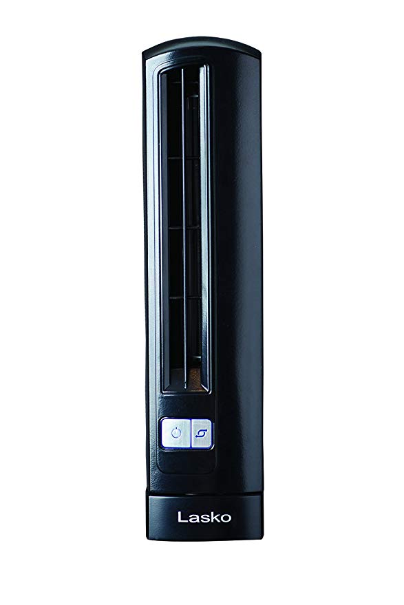 Lasko T14200 Air Stick Ultra Slim Oscillating Fan Tabletop Tower, Black