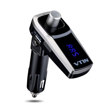 Bluetooth FM Transmitter, Vtin Bluetooth 4.0 Car Kit with 2 USB Charging Port Noise-isolation Tech for iPhone 6/6s Samsung Galaxy - Black