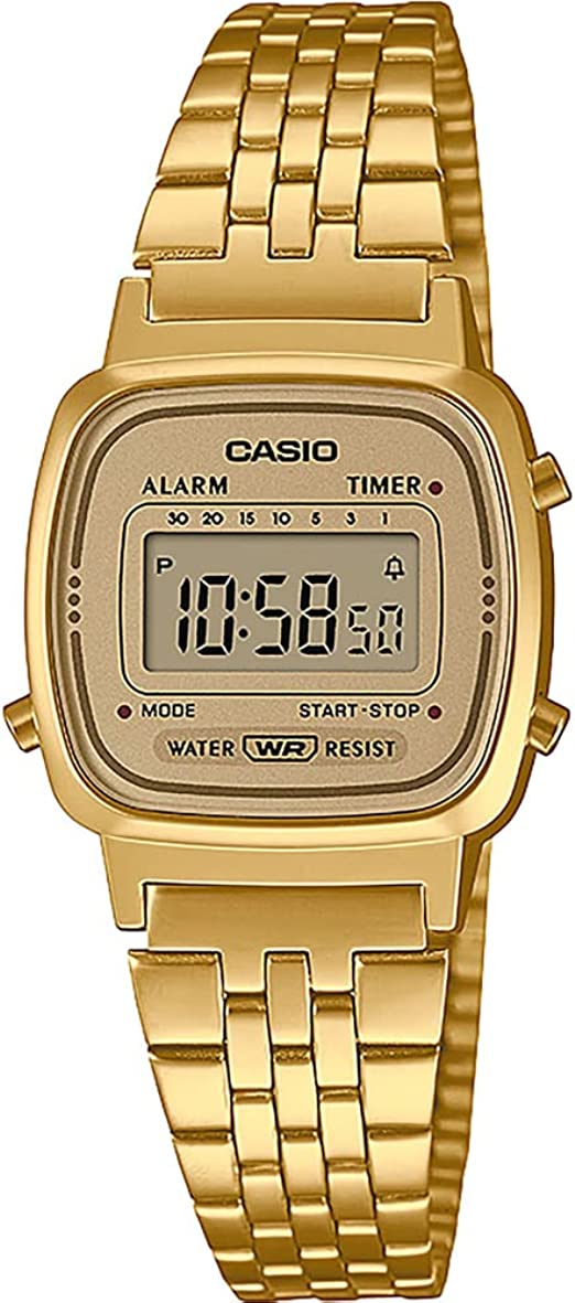 Casio Women Digital Quartz Watch with Stainless Steel Strap LA670WETG-9AEF