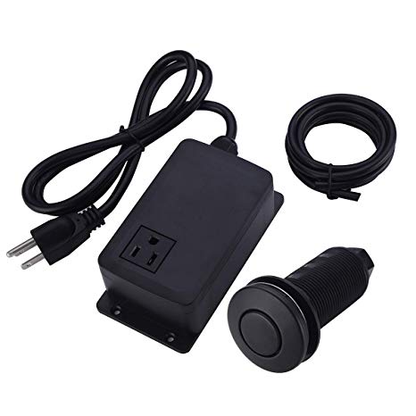 SINKINGDOM Garbage Disposal Air Switch Kit with Single Outlet,Matte Black